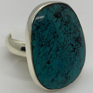 .950 Sterling Silver Turquoise Adjustable Ring NEW